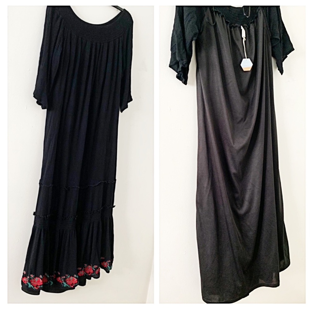 PinkBlush Black Off Shoulder Embroidered Hem Dress - Picture 4 of 7